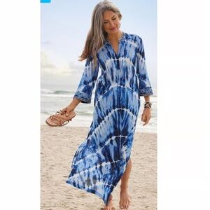 Soft Surroundings Blue Tie-Dye Maxi Dress